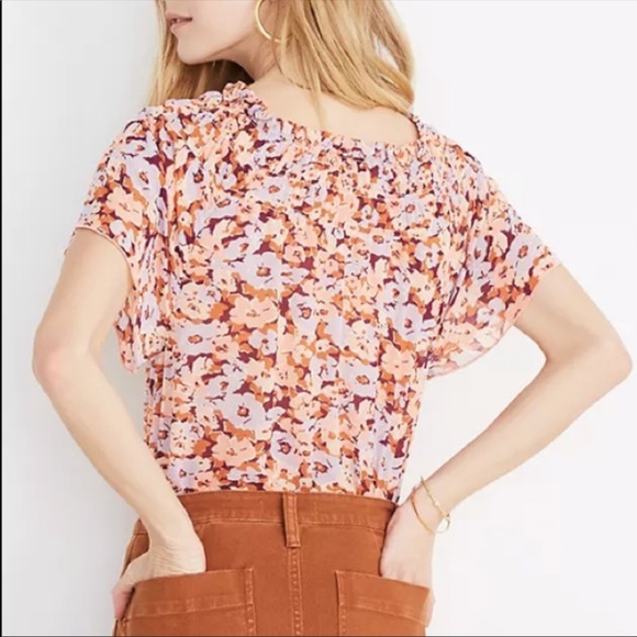 Madewell Smocked Mockneck Top in Floral Breeze - Picture 3 of 13
